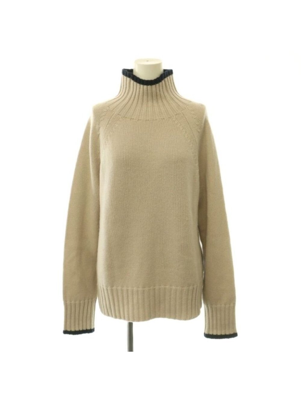 Max Mara S 'S Wool Cashmere High Neck Knit Sweater Long Sleeve S Light Greige